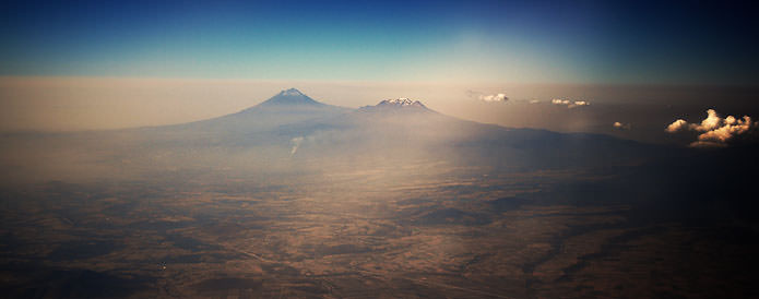 Mexico city volcanos from the plane